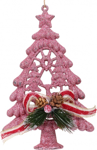 Декоративна підвіска Ялинка з декором 20 см HFF202P рожевий