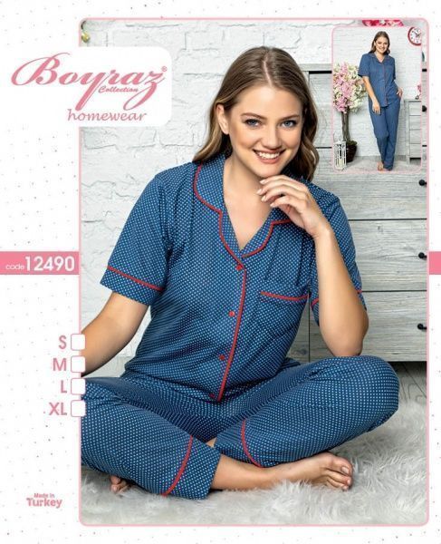 Пижама женская Бойраш мелкий горошек р. M синий 12490/2 