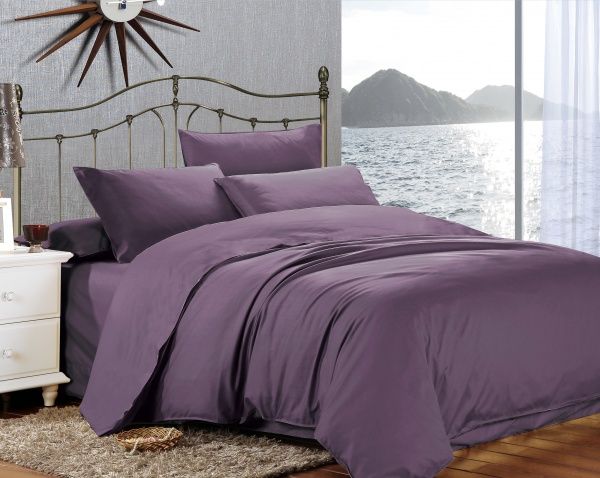 Комплект постельного белья Люкс евро фиолетовый Home Line 