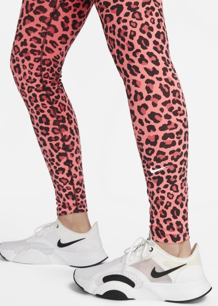Лосины Nike W NK ONE DF HR TGHT LEOPARD DM7274-611 р.L розовый