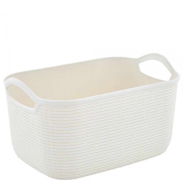 Кошик з ручками пластикова Алеана Джут S біла роза 250x170x135 мм