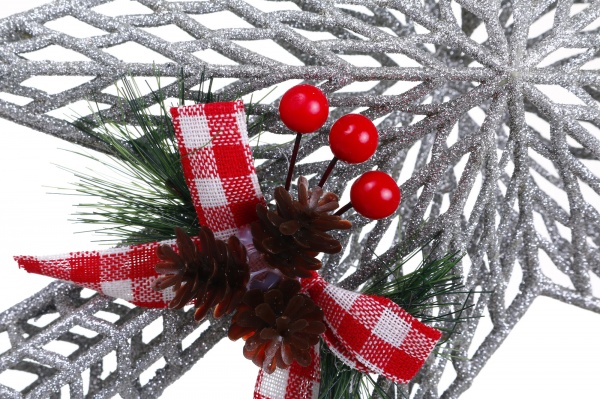 Верхівка для ялинки 37 см HFF20137S глянцева срібло 