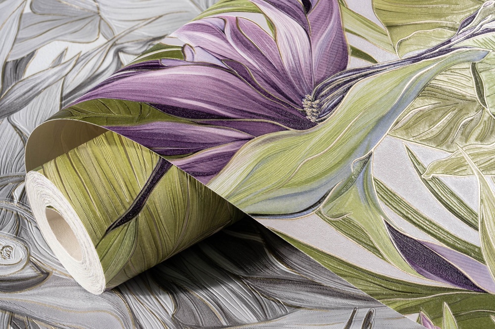 Обои виниловые на бумажной основе Славянские обои Expromt Зелень 5883-05 0,53x10,05 м