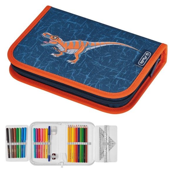 Пенал 31 предмет Dinomania 50032990 Herlitz синий