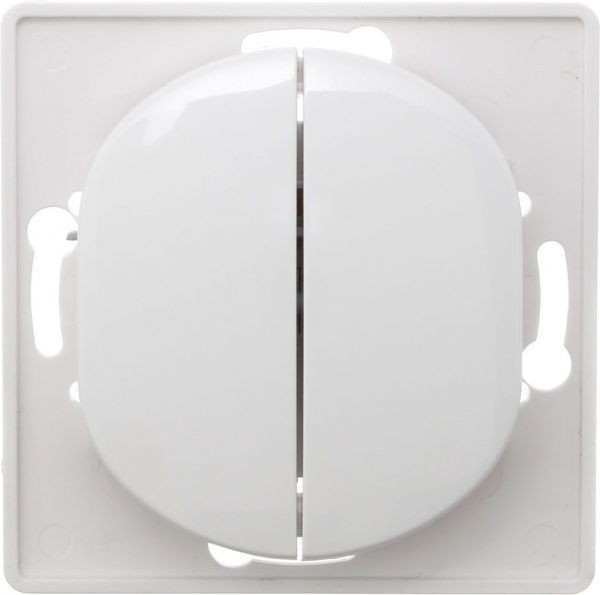 Вимикач прохідний двоклавішний Aling-Conel Eon без підсвітки 10 А 250В білий E6072.0