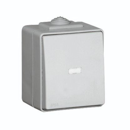 Вимикач одноклавішний Efapel Waterproof з підсвіткою 16 А 250В сірий 48012 CCZ