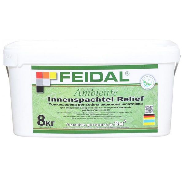 Декоративна шпаклівка моделювальна Feidal Ambiente Innenspachtel Relief 8 кг білий
