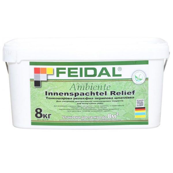 Декоративная шпаклевка моделирующая Feidal Ambiente Innenspachtel Relief 8 кг белый