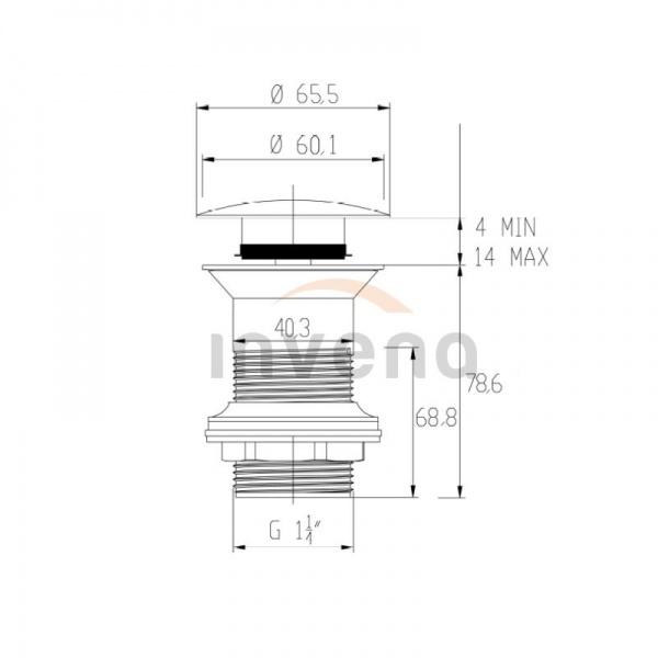 Донный клапан Invena для умывальника без перелива черный матовый Click-clack SC-B1-CBP