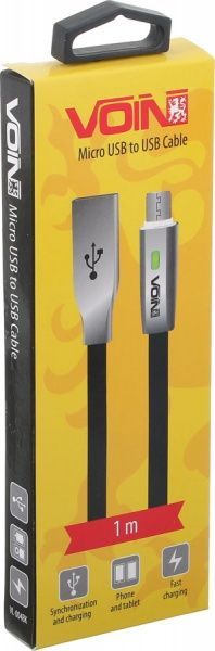 Кабель VL-004BK Voin USB - Micro USB 1m с индикатором