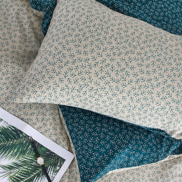 Комплект постельного белья Mineo 1,5 бежевый с зеленым La Nuit 