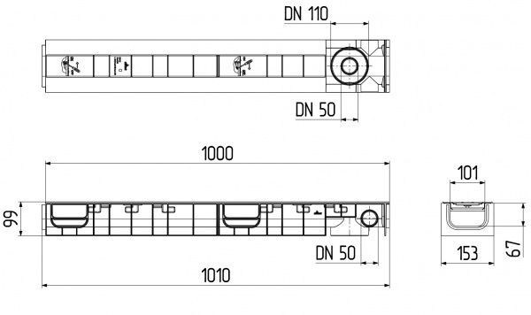 Лоток Ecoteck STANDART 100.95.h99 с решеткой стальной