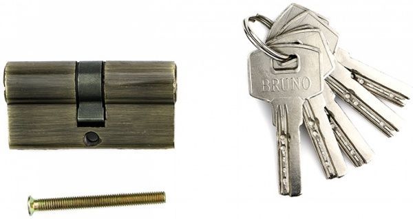Цилиндр Bruno 30x30 ключ-ключ 60 мм античная латунь