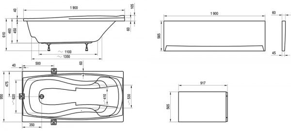 Ванна акрилова Ravak XXL CA91000000 190x95