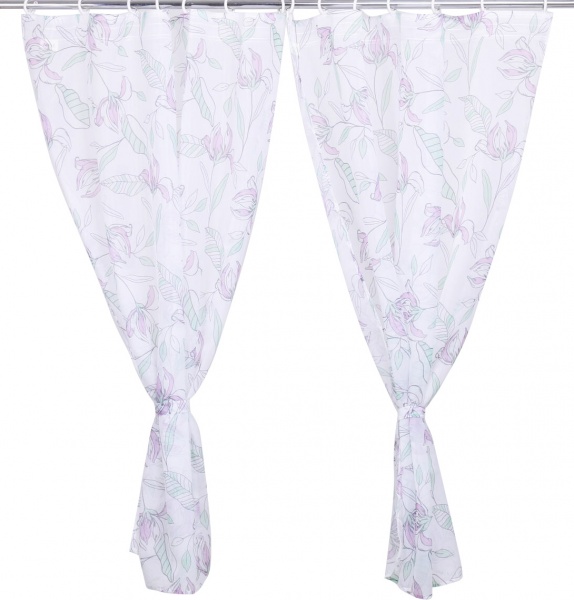 Набор кухонных тюлей Flowers фиолетовый 140х160 см La Nuit