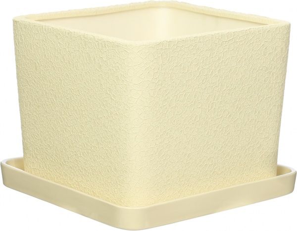 Горшок керамический Ориана-Запорожкерамика Квадрат №1 шелк квадратный 7,1л бежевый (064-1-001) 