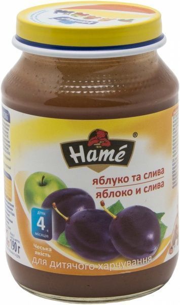 Пюре Hame Яблуко та слива 190 г 8595139717179  