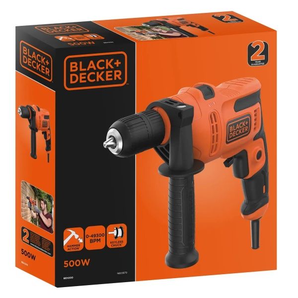 Дрель ударная Black+Decker BEH200