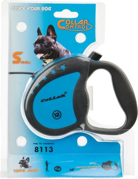 Повідець-рулетка Collar Control до 12 кг 5 м синій 81132