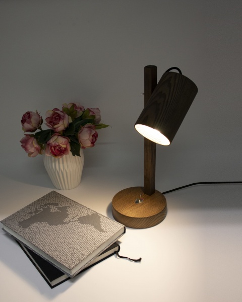 Настольная лампа декоративная Iterna 1xE14 дерево темное LW048 