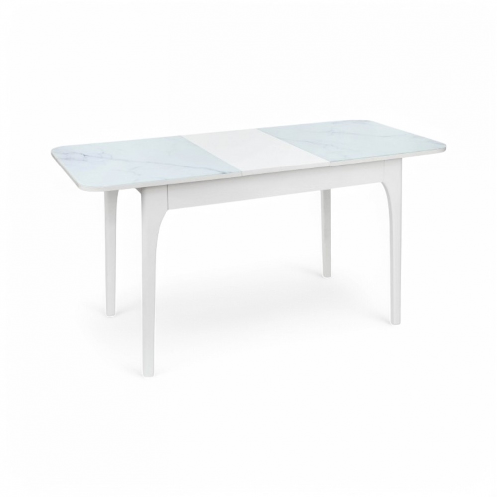 Стол обеденный Сансет 1100(1450)x700x750мм белый мрамор/белый