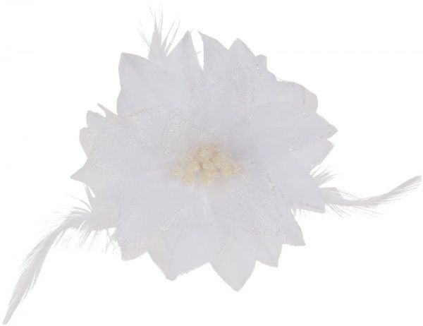 Квітка декоративна на кліпсі 10 см біла 2 шт. пуансетія