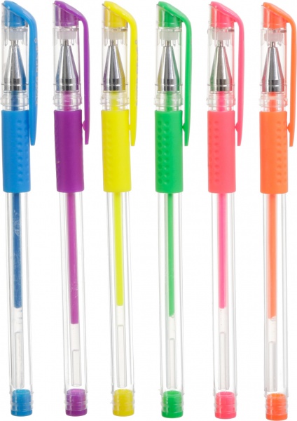 Набір ручок гелевих Nota Bene кольорові неонові 6 шт 