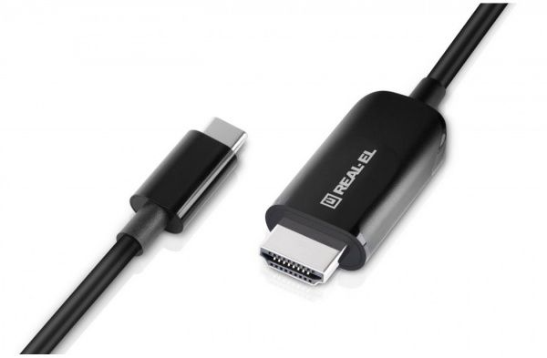Кабель Real-el CHD-180 Type C- HDMI 4K 60Hz 1,8 м чорний (CHD-180, black (REAL-EL))