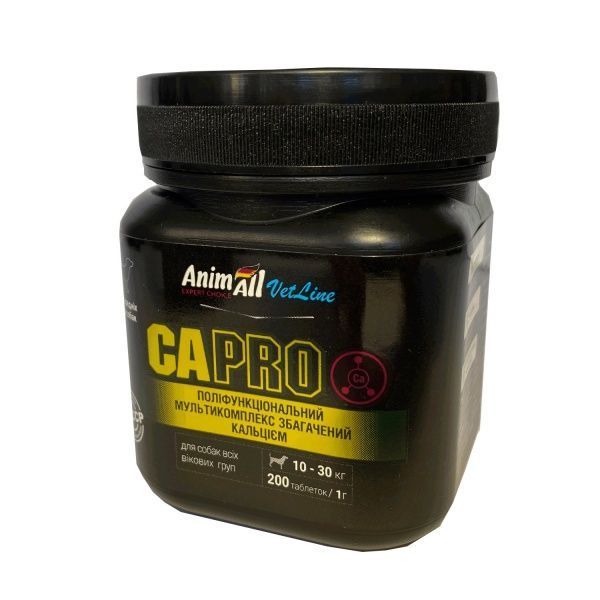 Вітамінно-мінеральний комплекс Animall Vetline Ca PRO для собак середніх порід 200 табл./1 г