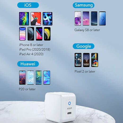 Сетевое зарядное устройство ESR USB-C mini PD Charger 20W для быстрой зарядки iPhone 