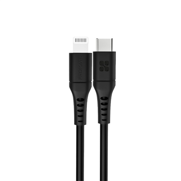 Кабель Promate PowerLink-200 USB-C to Lightning 3А 2 м чорний (powerlink-200.black) 