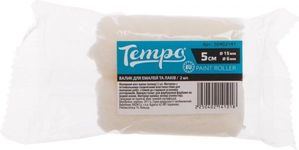 Запасной валик Tempo Euro мини велюр 15x50 мм 2 шт. E0123-381505