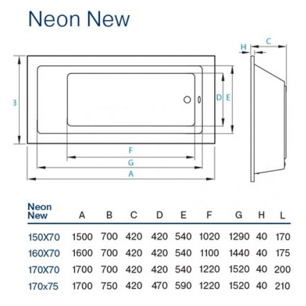 Ванна акрилова Koller Pool Neon new 150x70