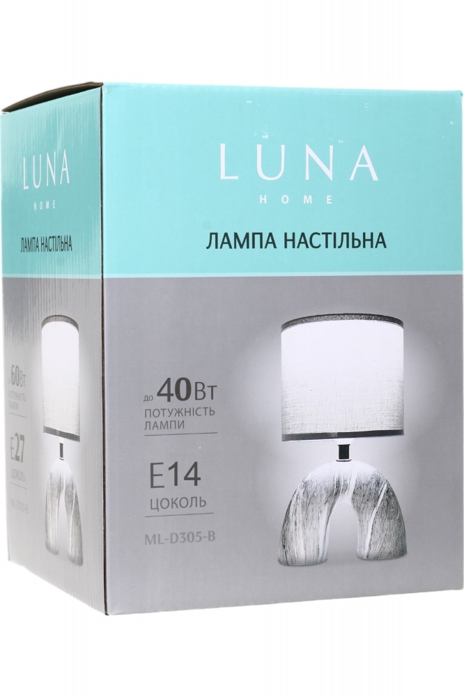 Настольная лампа Luna 1x40 Вт E14 белый с серебристым ML-D305-B