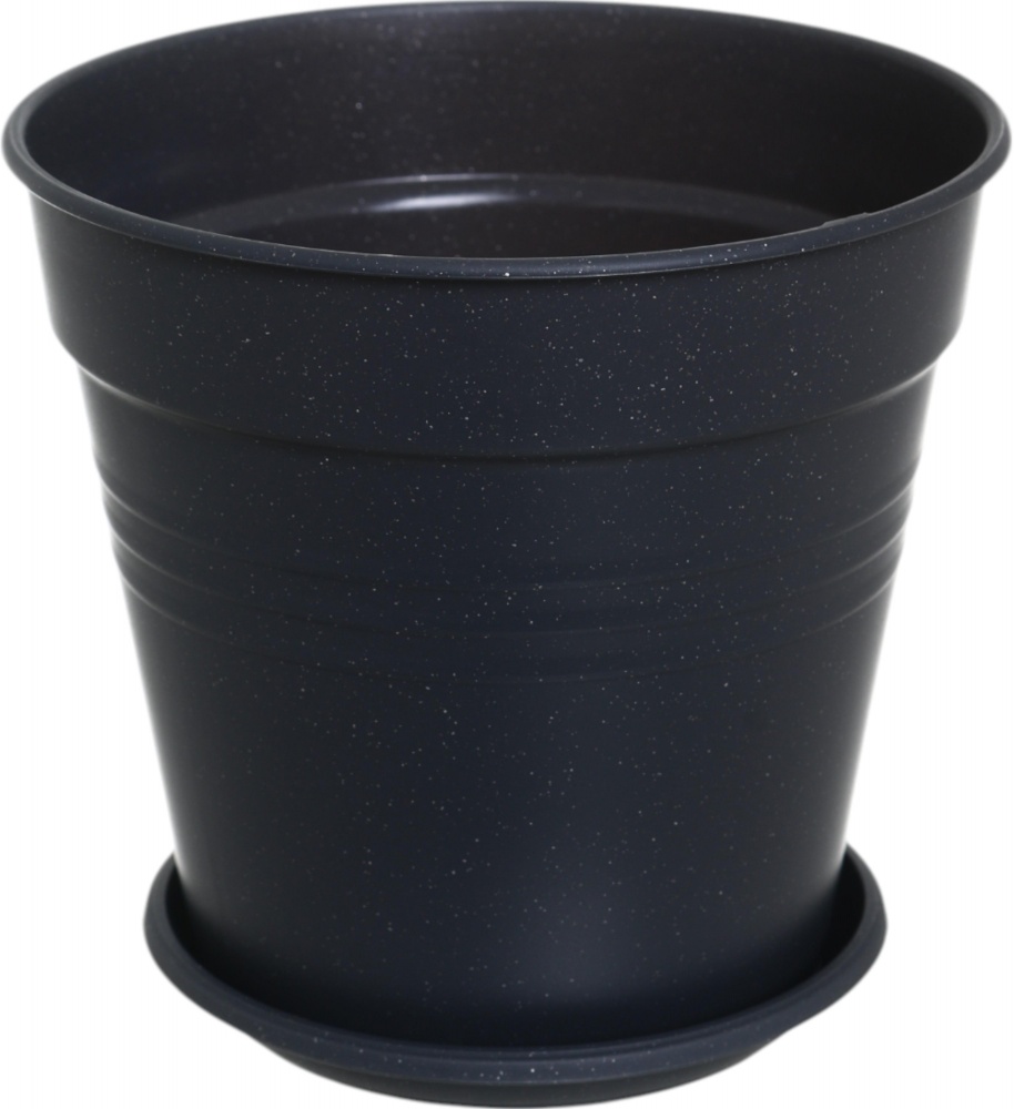 Вазон пластиковий Глорія з підставкою 11х10,2 см круглий граніт 0,6 л Алеана