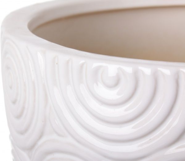 Горщик Viet Thanh Ceramic з блюдцем спіраль 29х23 см VT.10704-1 круглий білий 