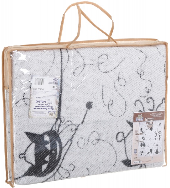 Плед дизайн 9/1 140x200 см черный с белым Ярослав 