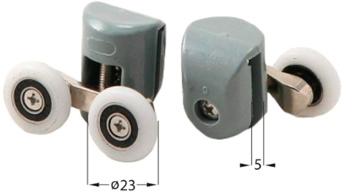 Комплект роликов верхние двойные для стекла 5 мм FI 23 мм (2 шт.)