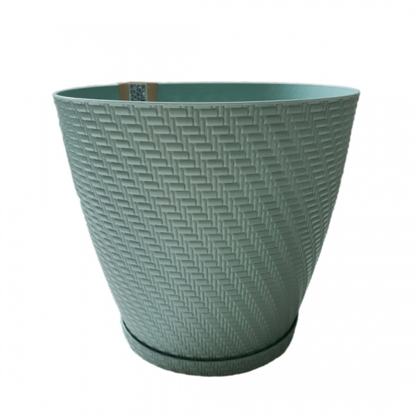 Горщик пластиковий MN PLASTIKA з підставкою круглий 12 л м'ята 