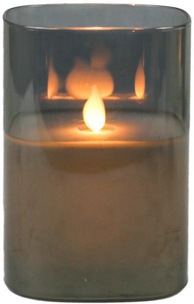 Декорация новогодняя Подсвечник со свечой что полыхает 9х12,5 см серый D2739 