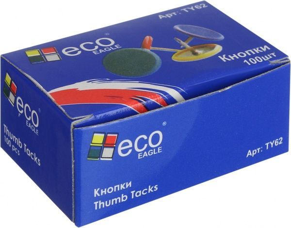Кнопки канцелярські Eco-Eagle ТУ62 з вініловим покриттям 100 шт./уп. 