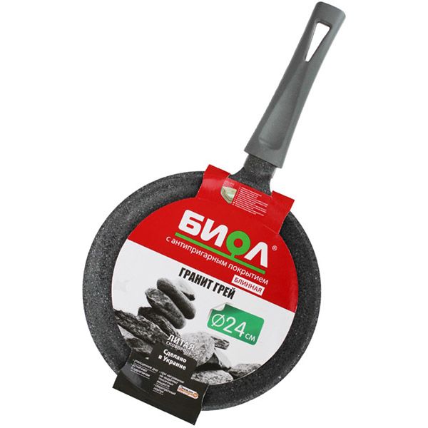 Сковорода для млинців з антипригарним покриттям 24 см Граніт Грей 24084М Biol