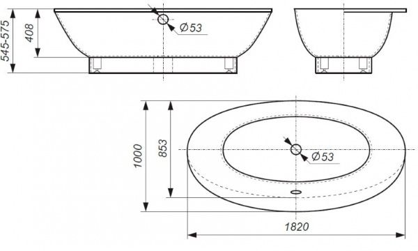 Ванна зі штучного каменю Рок-Дизайн Мона (1M182100) 182x100 