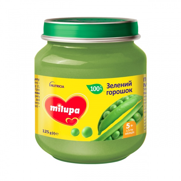 Пюре Milupa Зеленый горошек 5+ 125 г 