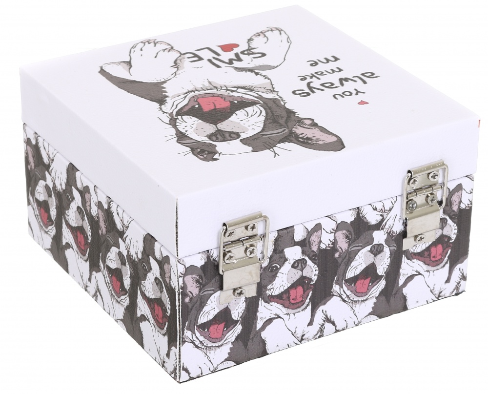 Сундучок Щенок бело-черный 14x14x8 см DECO-V