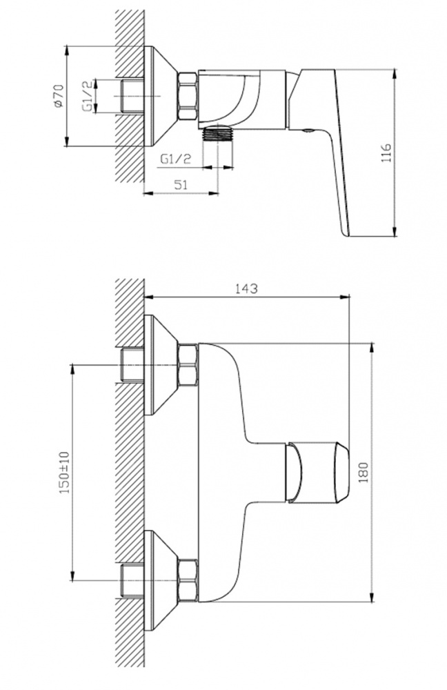 Змішувач для душу ScandiSPA Bor хром