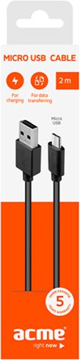 Кабель Acme USB – microUSB 2 м чорний (4770070879047) CB1012 