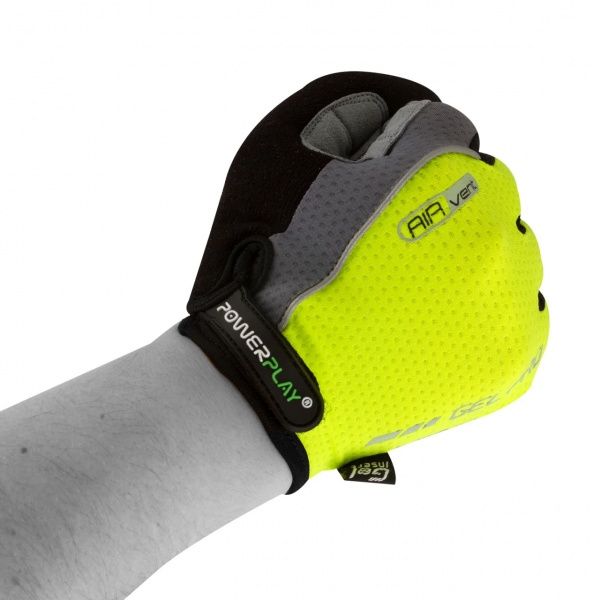 Рукавички PowerPlay 6551_XXL_Green р. 2XL сіро-салатовий