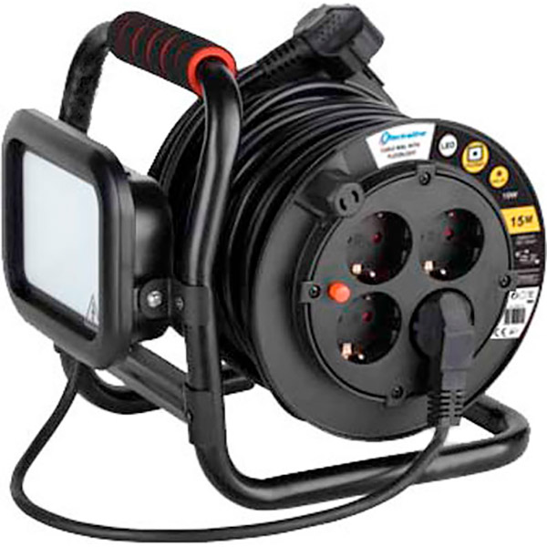 Удлинитель на катушке Electraline с заземлением 4 гн. черный 15 м 49213 