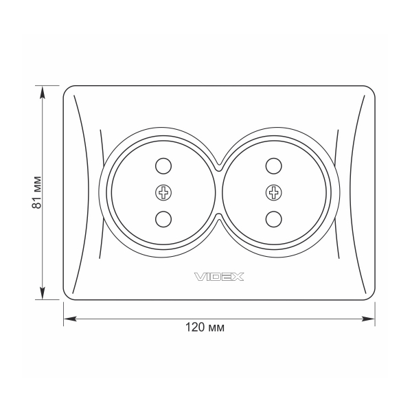 Розетка подвійна без заземлення Videx Binera IP20 кремовий VF-BNSK2-CR